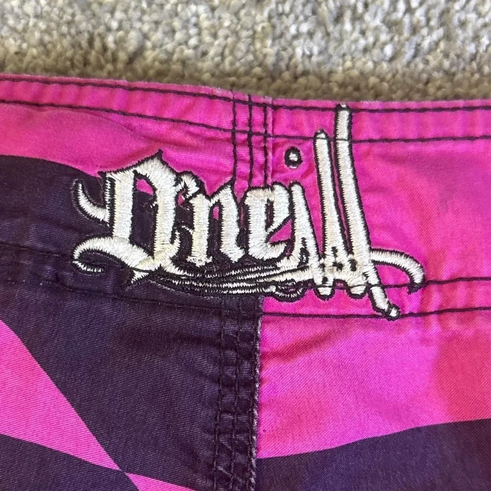 Rare O'Neill Board Shorts Pink Black Striped Surf Beachwear Swim Shorts
